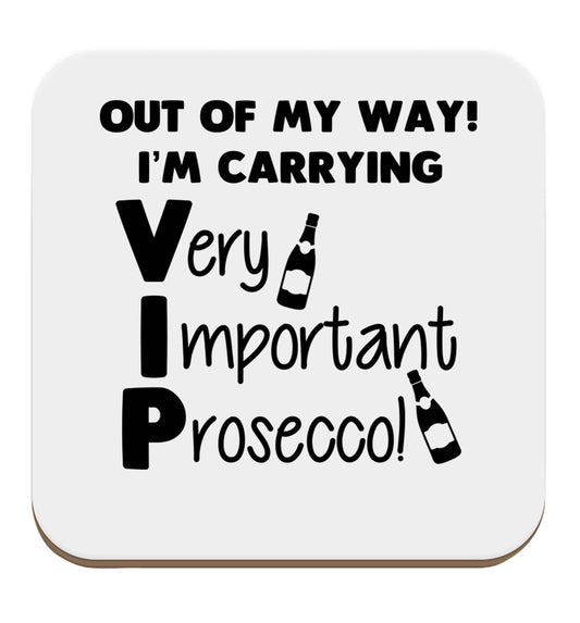 Out of my way I'm carrying very important prosecco! set of four coasters