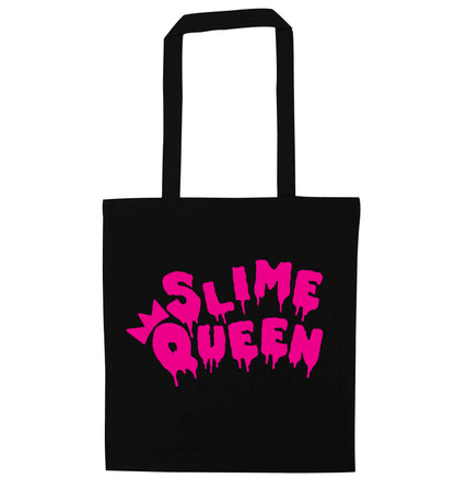 Neon pink slime queen black tote bag