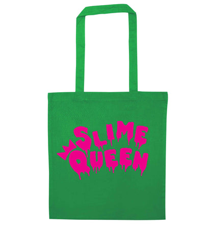 Neon pink slime queen green tote bag