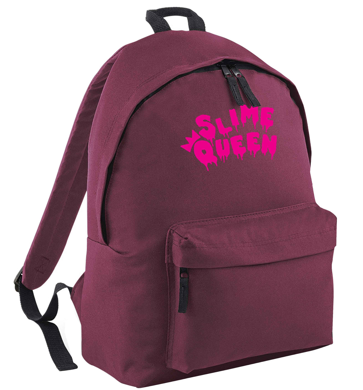 Neon pink slime queen black adults backpack