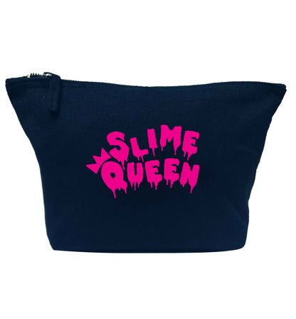 Neon pink slime queen navy makeup bag