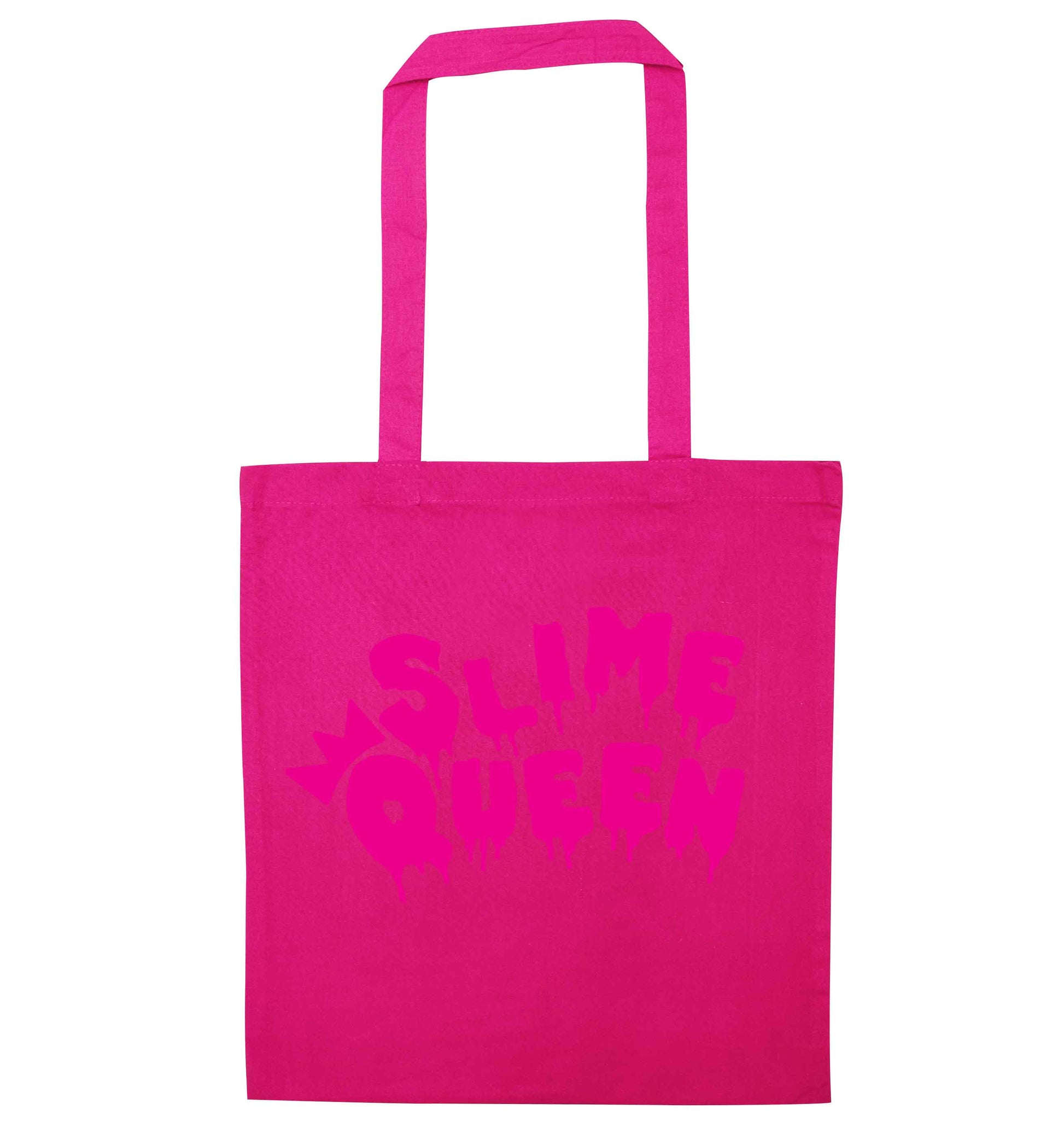 Neon pink slime queen pink tote bag