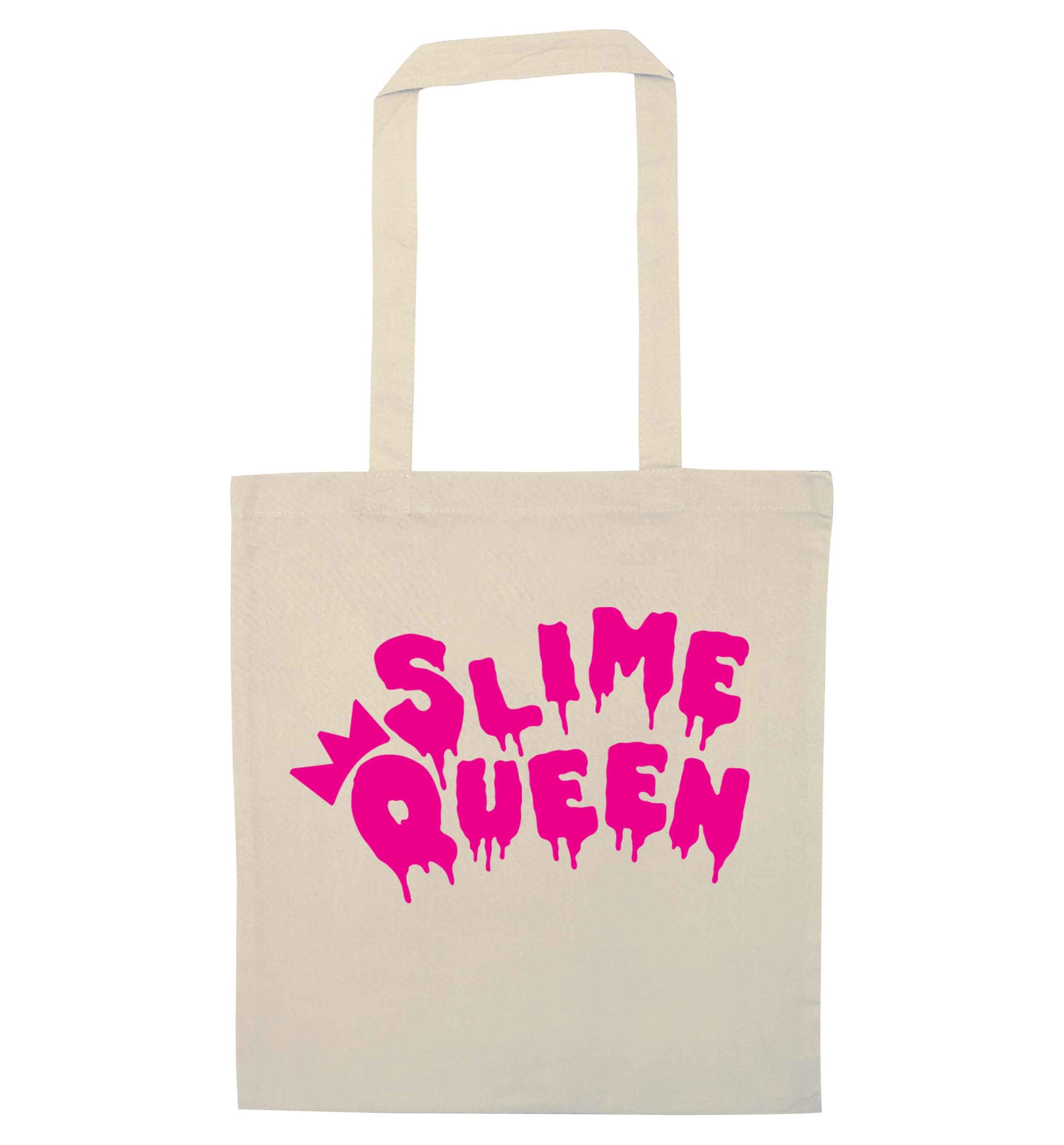Neon pink slime queen natural tote bag