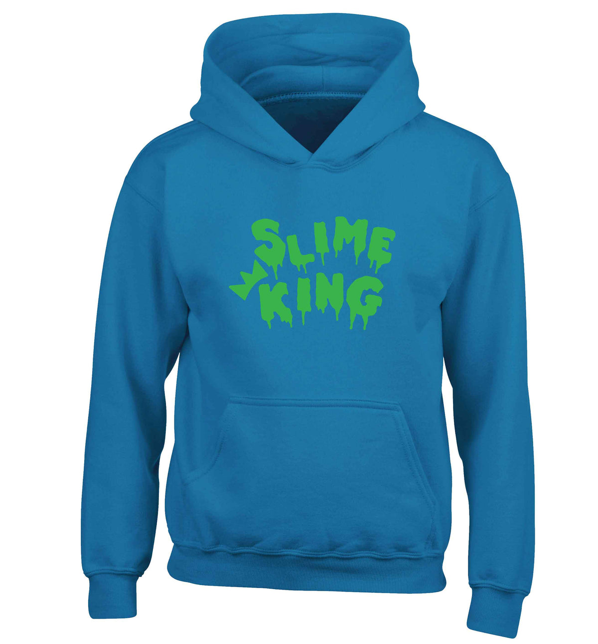 Neon green slime king children's blue hoodie 12-13 Years