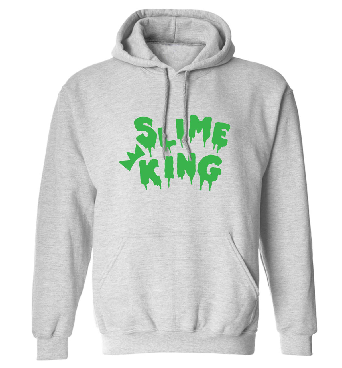 Neon green slime king adults unisex grey hoodie 2XL