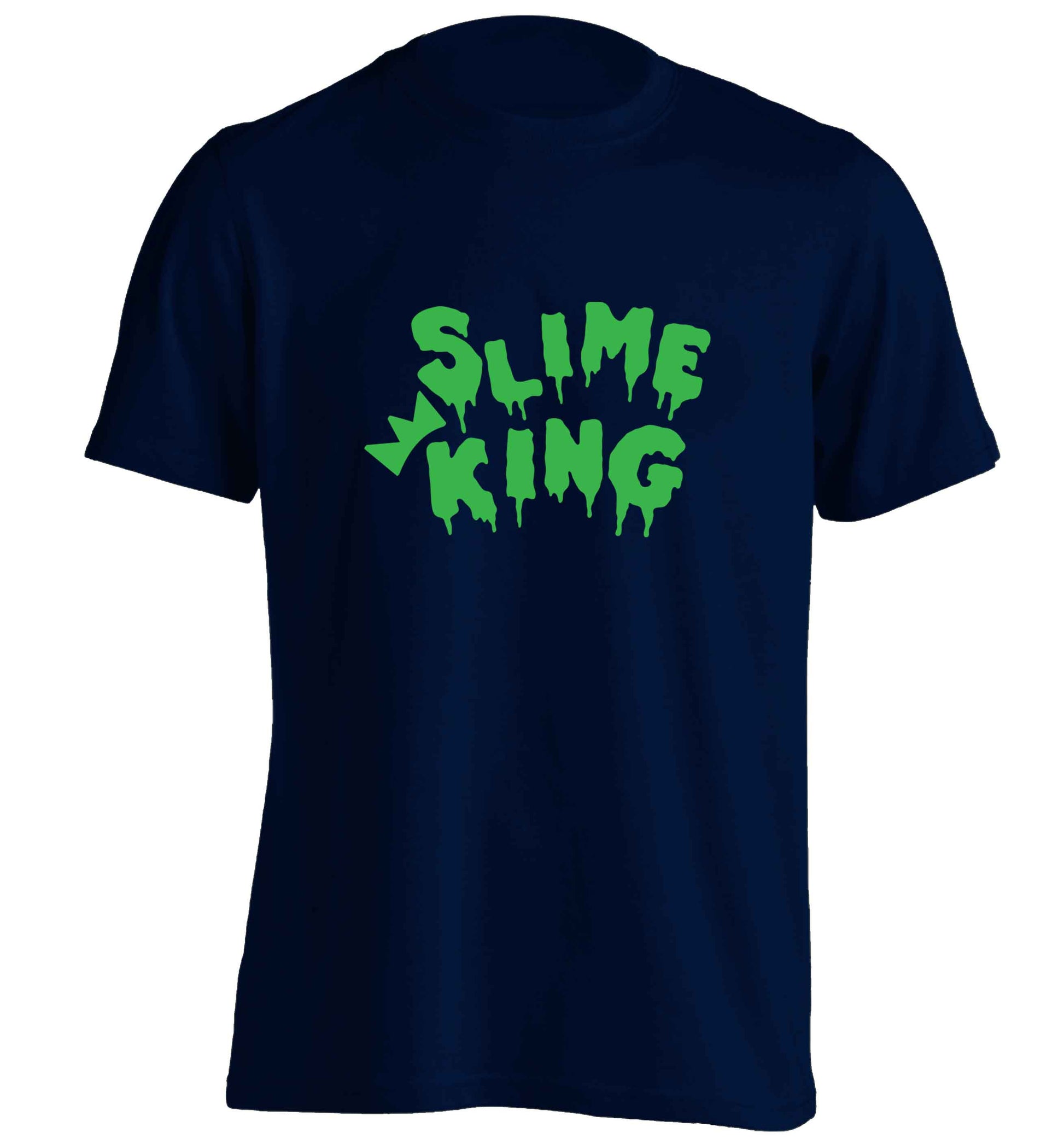 Neon green slime king adults unisex navy Tshirt 2XL