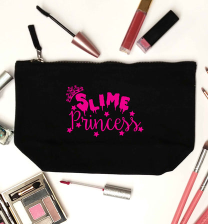 Neon pink slime princess black makeup bag