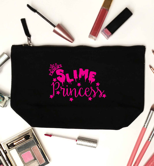 Neon pink slime princess black makeup bag
