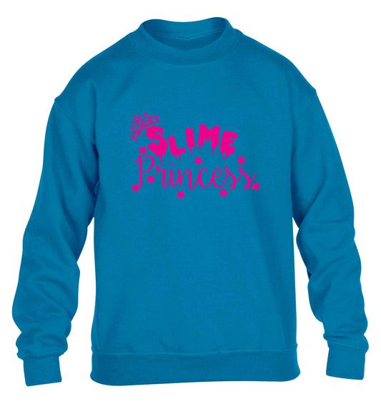 Neon pink slime princess children's blue sweater 12-13 Years