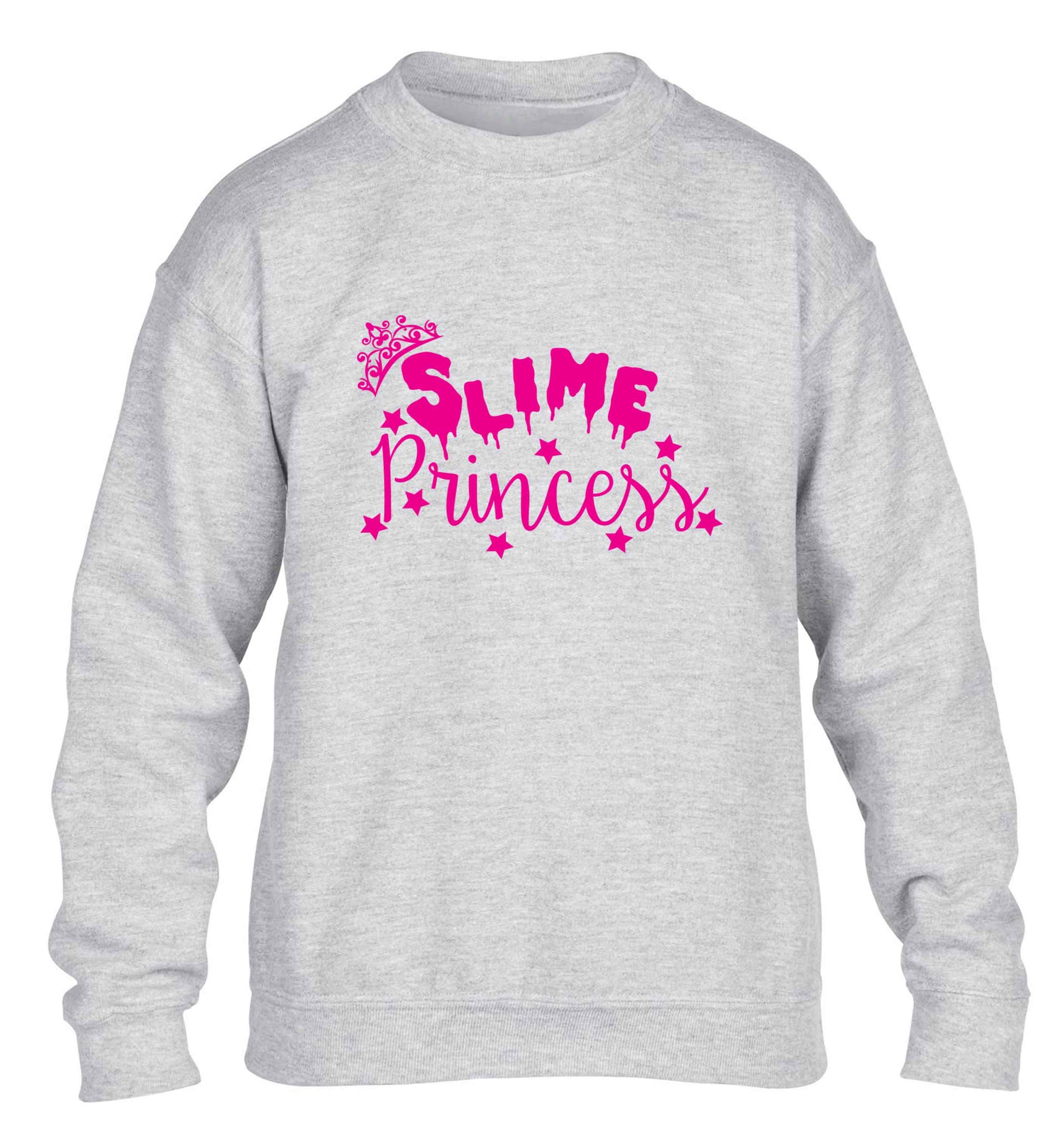 Neon pink slime princess children's grey sweater 12-13 Years
