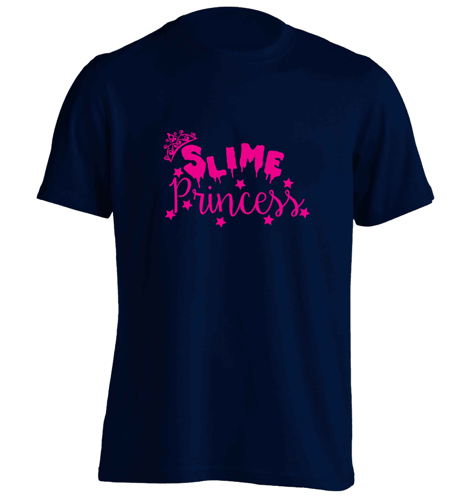 Neon pink slime princess adults unisex navy Tshirt 2XL