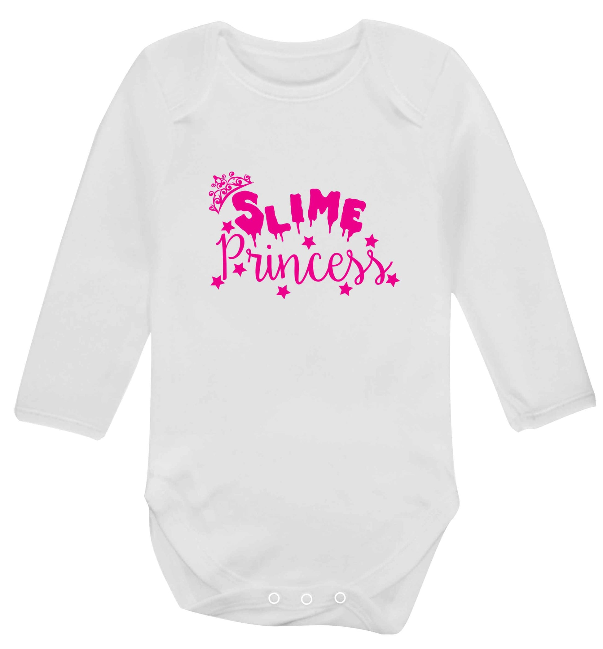 Neon pink slime princess baby vest long sleeved white 6-12 months