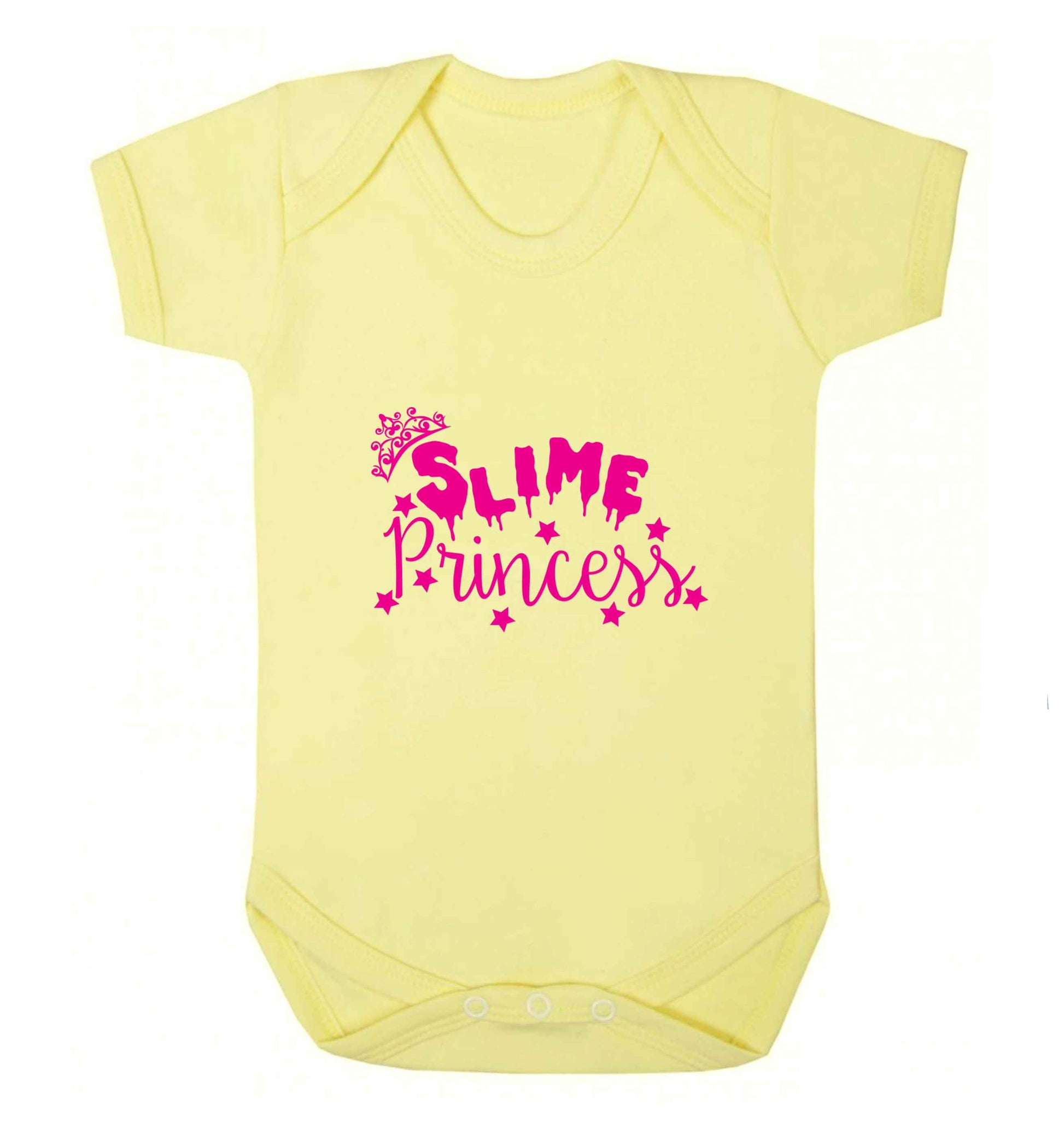 Neon pink slime princess baby vest pale yellow 18-24 months