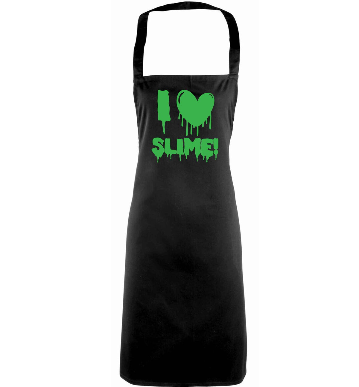 Neon green I love slime adults black apron