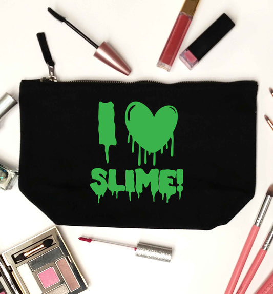 Neon green I love slime black makeup bag