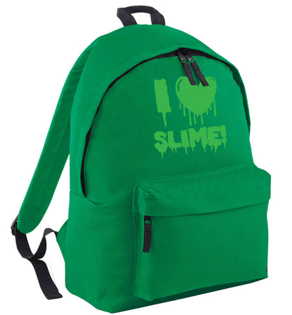 Neon green I love slime green adults backpack