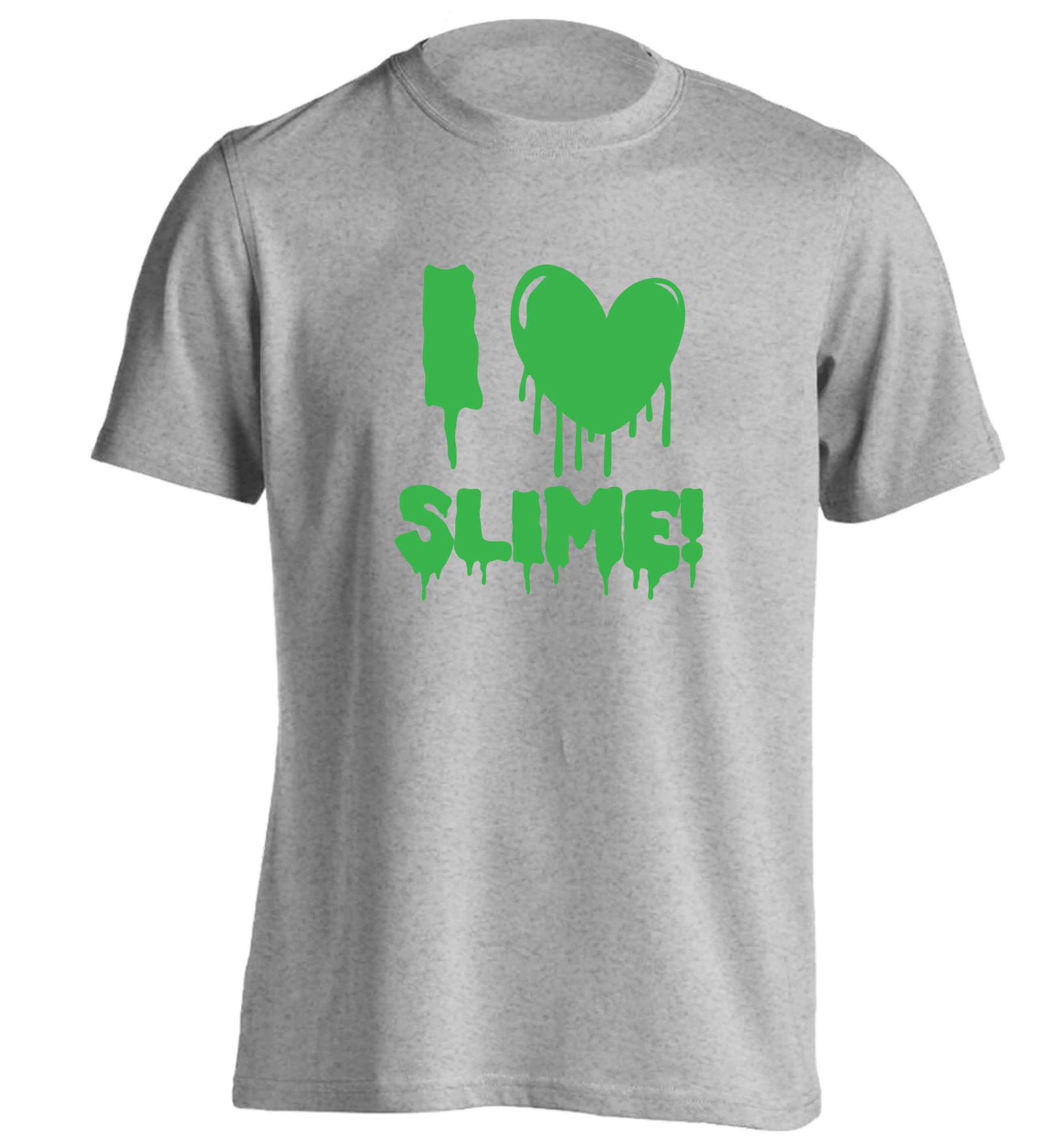 Neon green I love slime adults unisex grey Tshirt 2XL