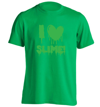 Neon green I love slime adults unisex green Tshirt 2XL