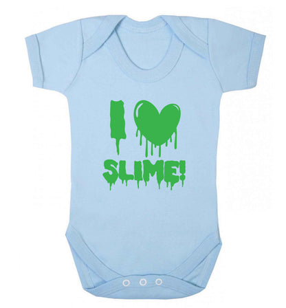 Neon green I love slime baby vest pale blue 18-24 months