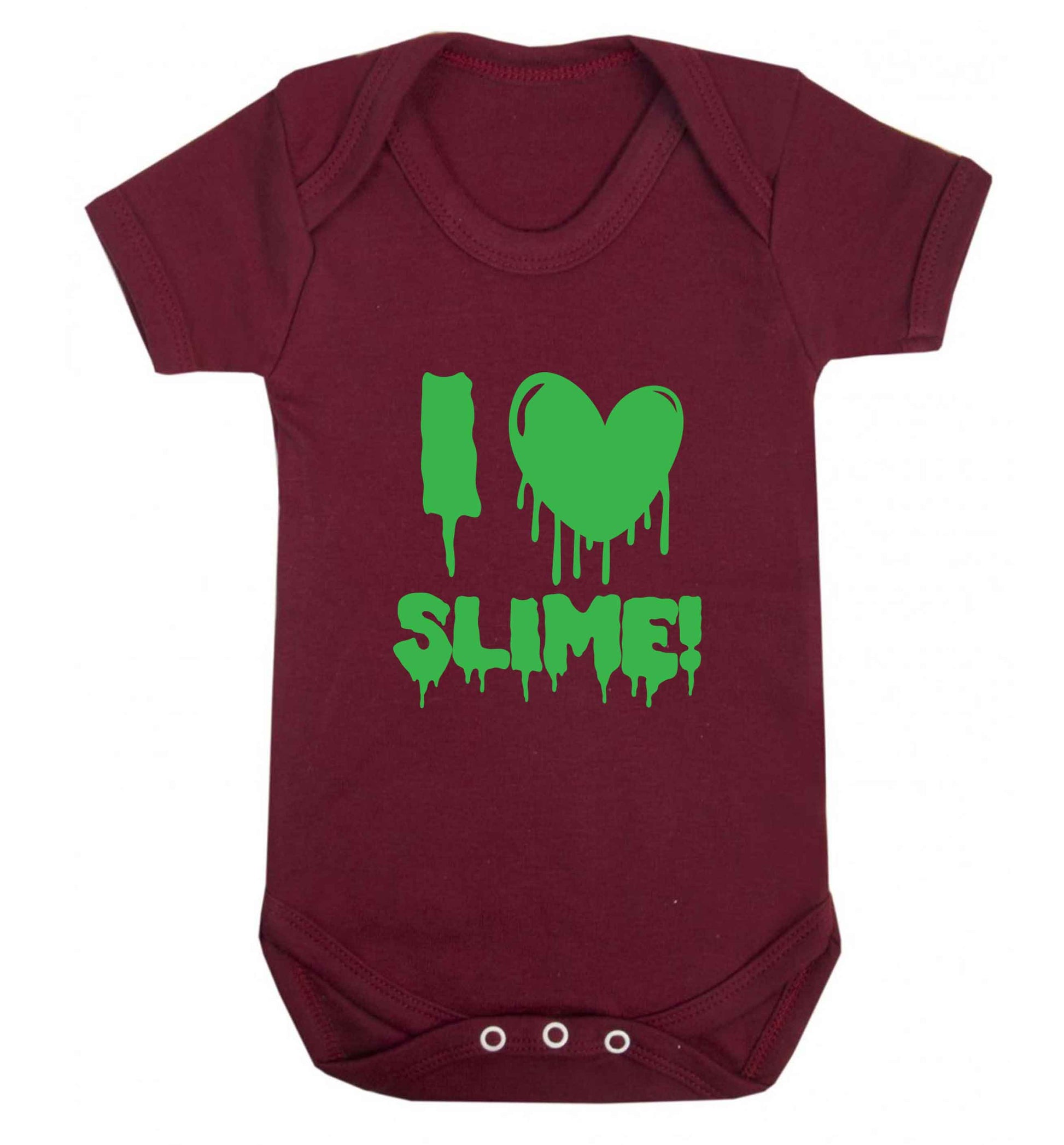 Neon green I love slime baby vest maroon 18-24 months