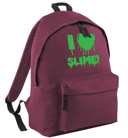 Neon green I love slime black adults backpack