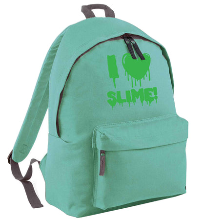 Neon green I love slime mint adults backpack