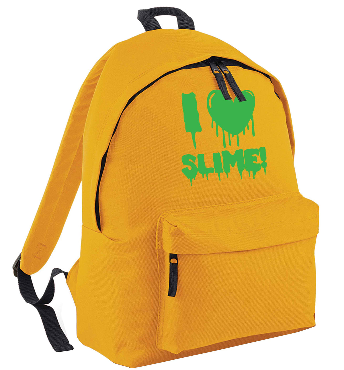 Neon green I love slime mustard adults backpack