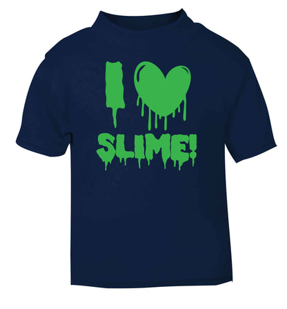 Neon green I love slime navy baby toddler Tshirt 2 Years
