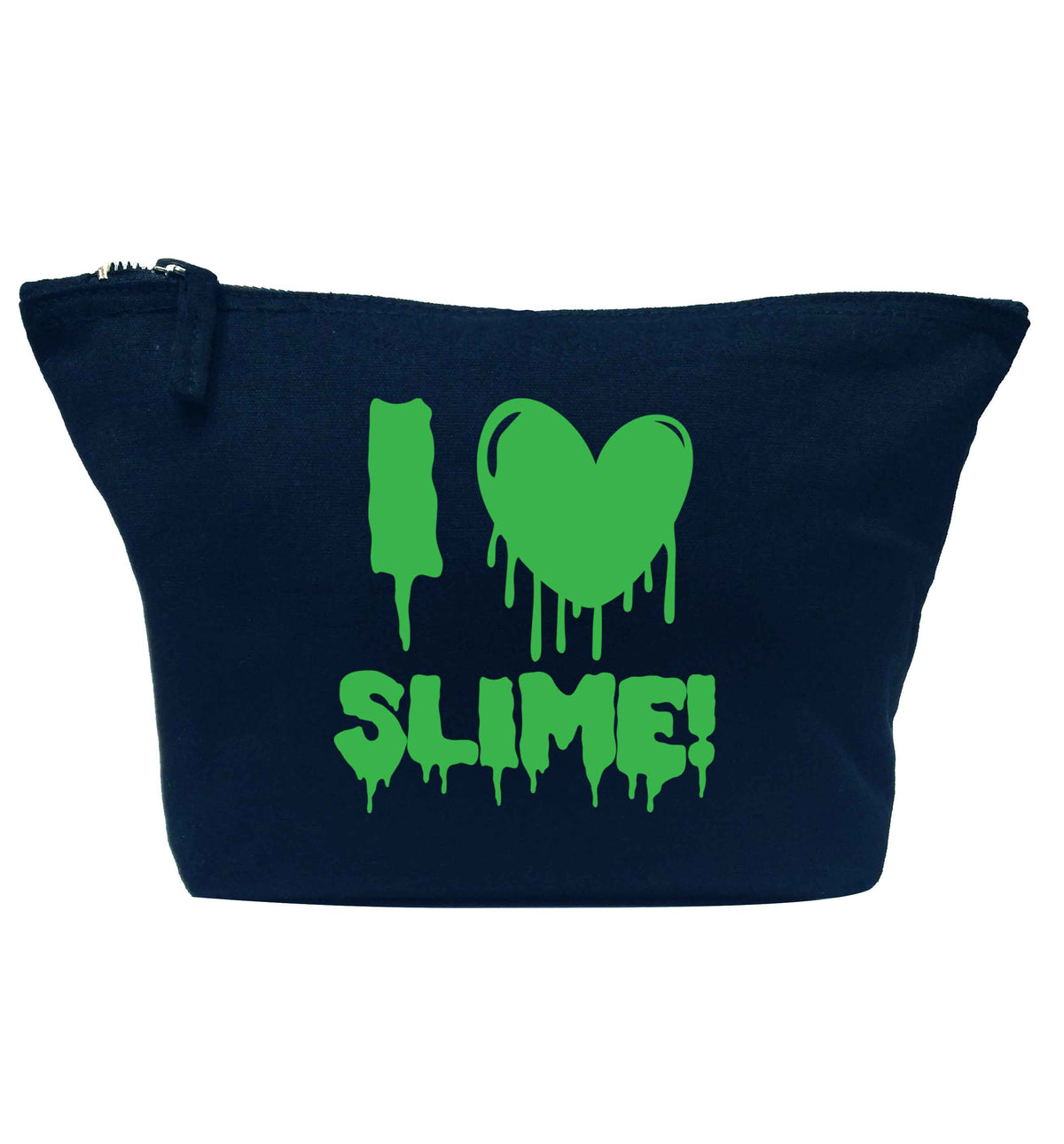Neon green I love slime navy makeup bag
