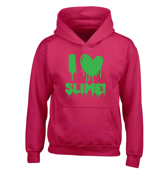 Neon green I love slime children's pink hoodie 12-13 Years