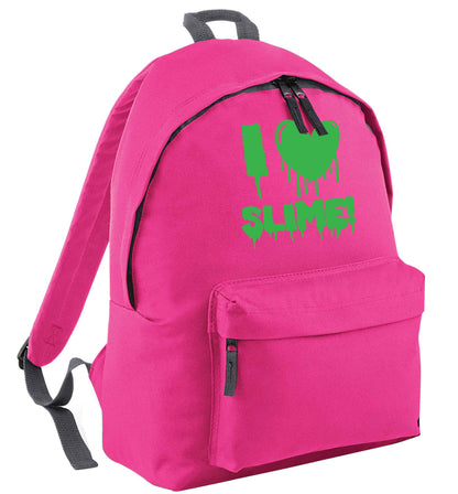 Neon green I love slime pink adults backpack
