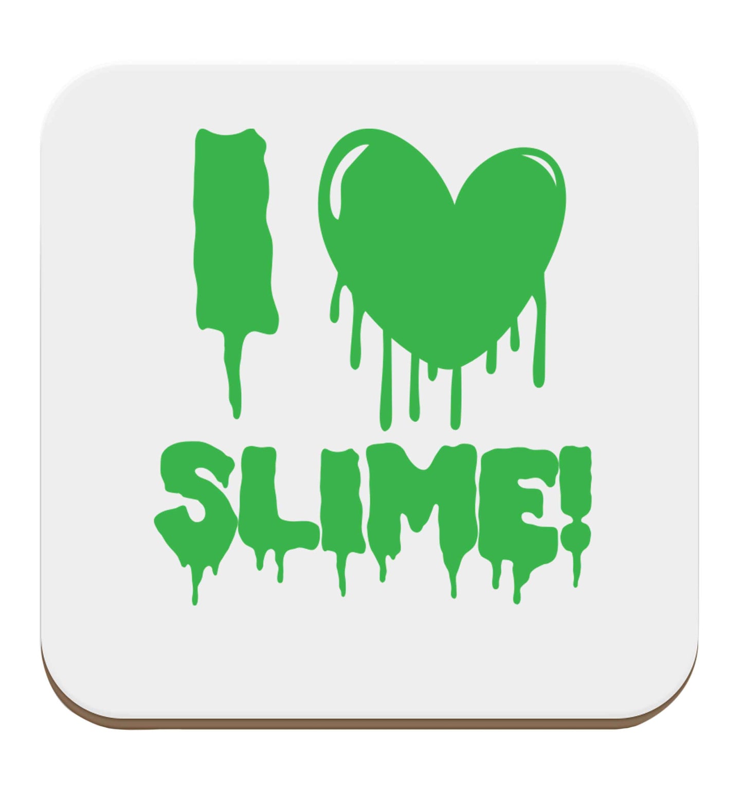 green I love slime set of four coasters
