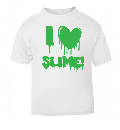 Neon green I love slime white baby toddler Tshirt 2 Years
