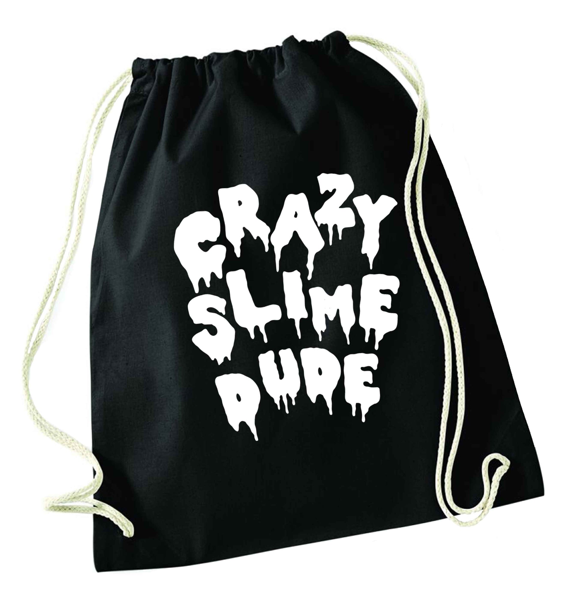 Crazy slime dude black drawstring bag