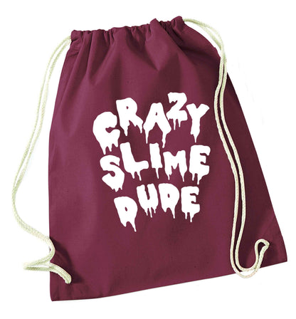 Crazy slime dude maroon drawstring bag
