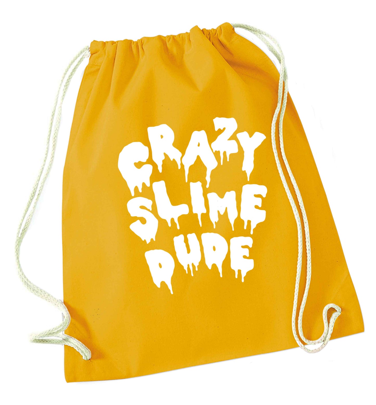 Crazy slime dude mustard drawstring bag