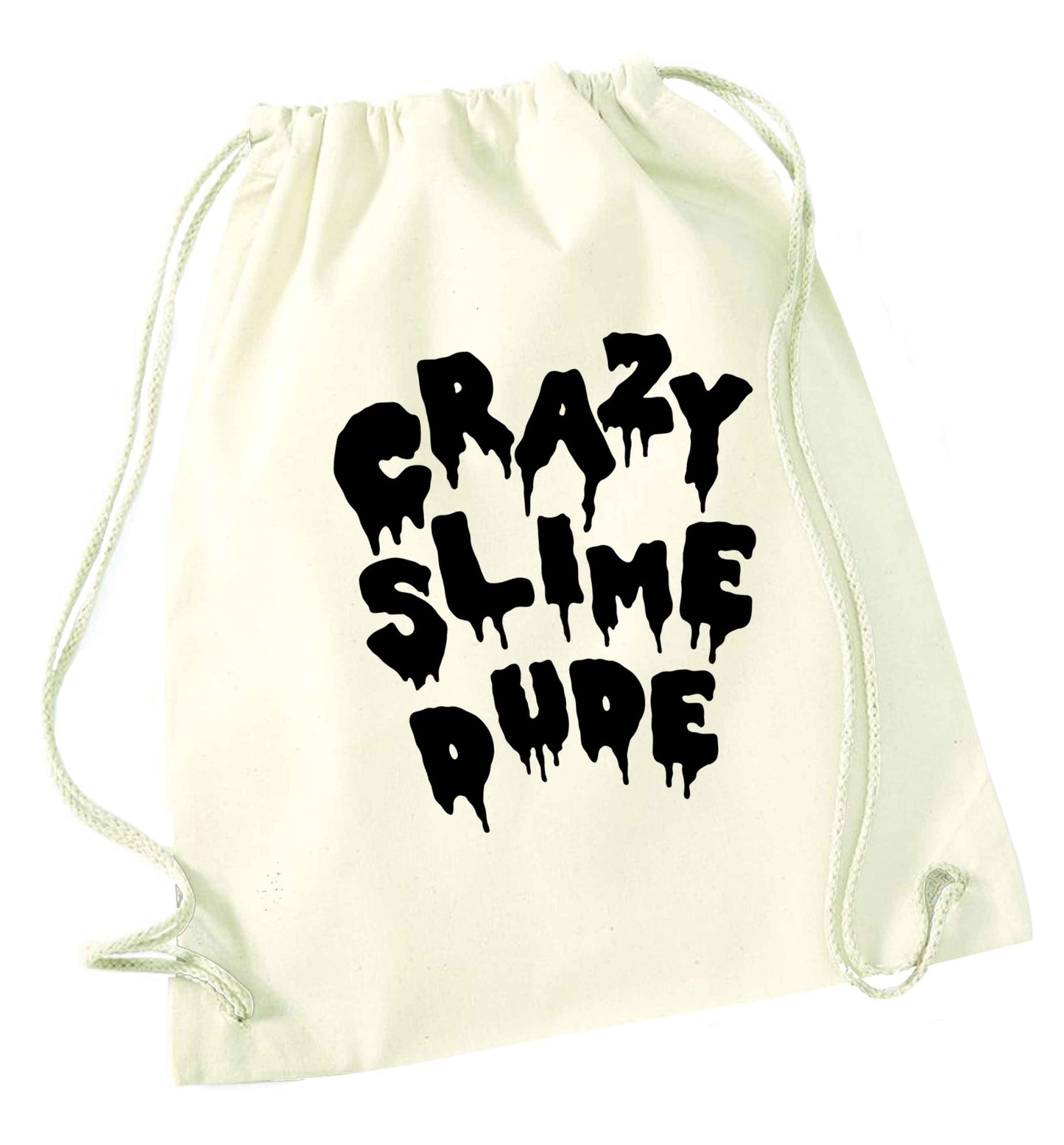 Crazy slime dude natural drawstring bag