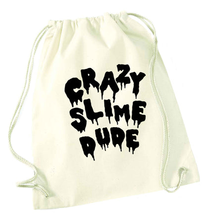 Crazy slime dude natural drawstring bag