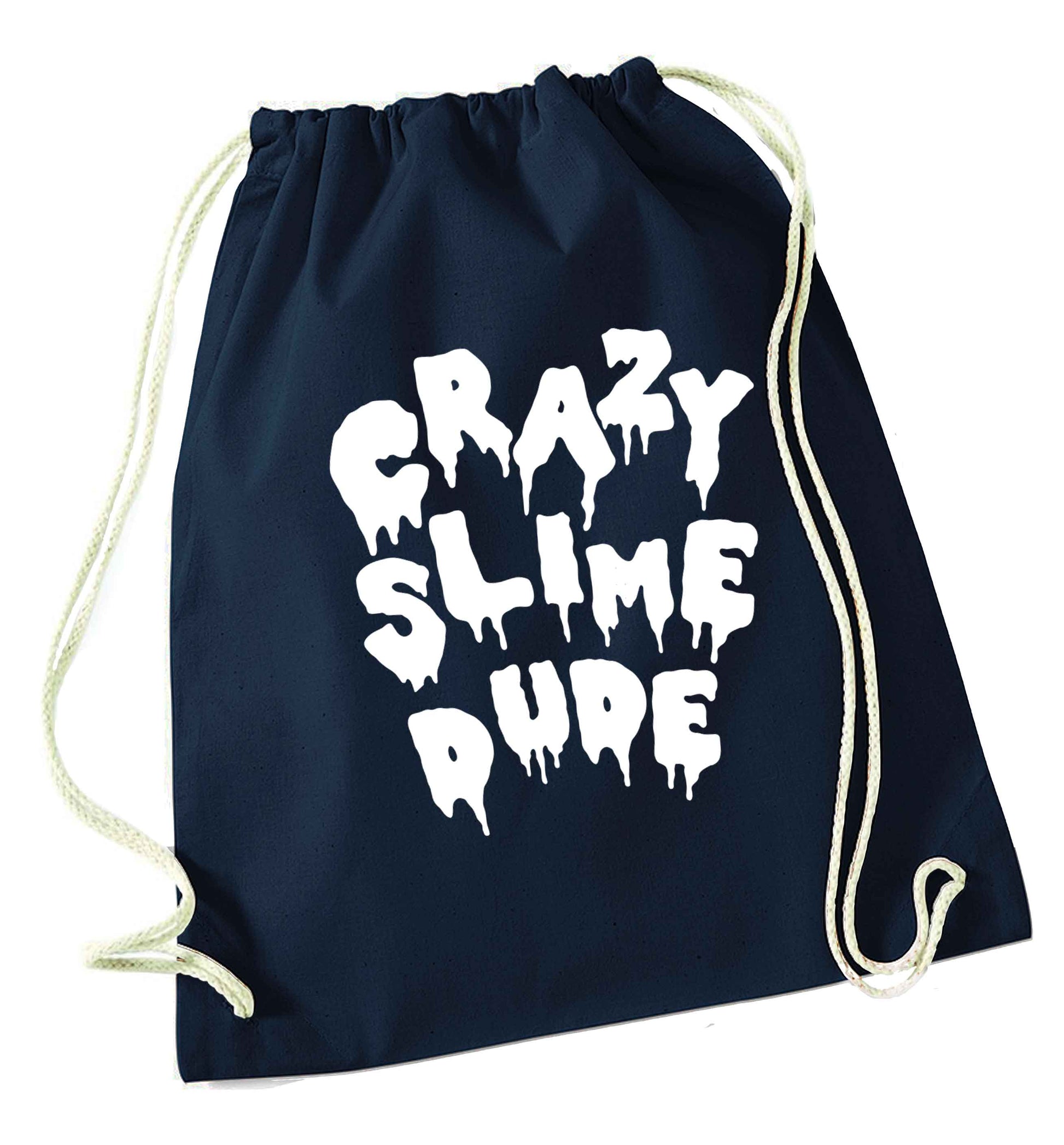 Crazy slime dude navy drawstring bag