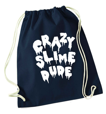 Crazy slime dude navy drawstring bag