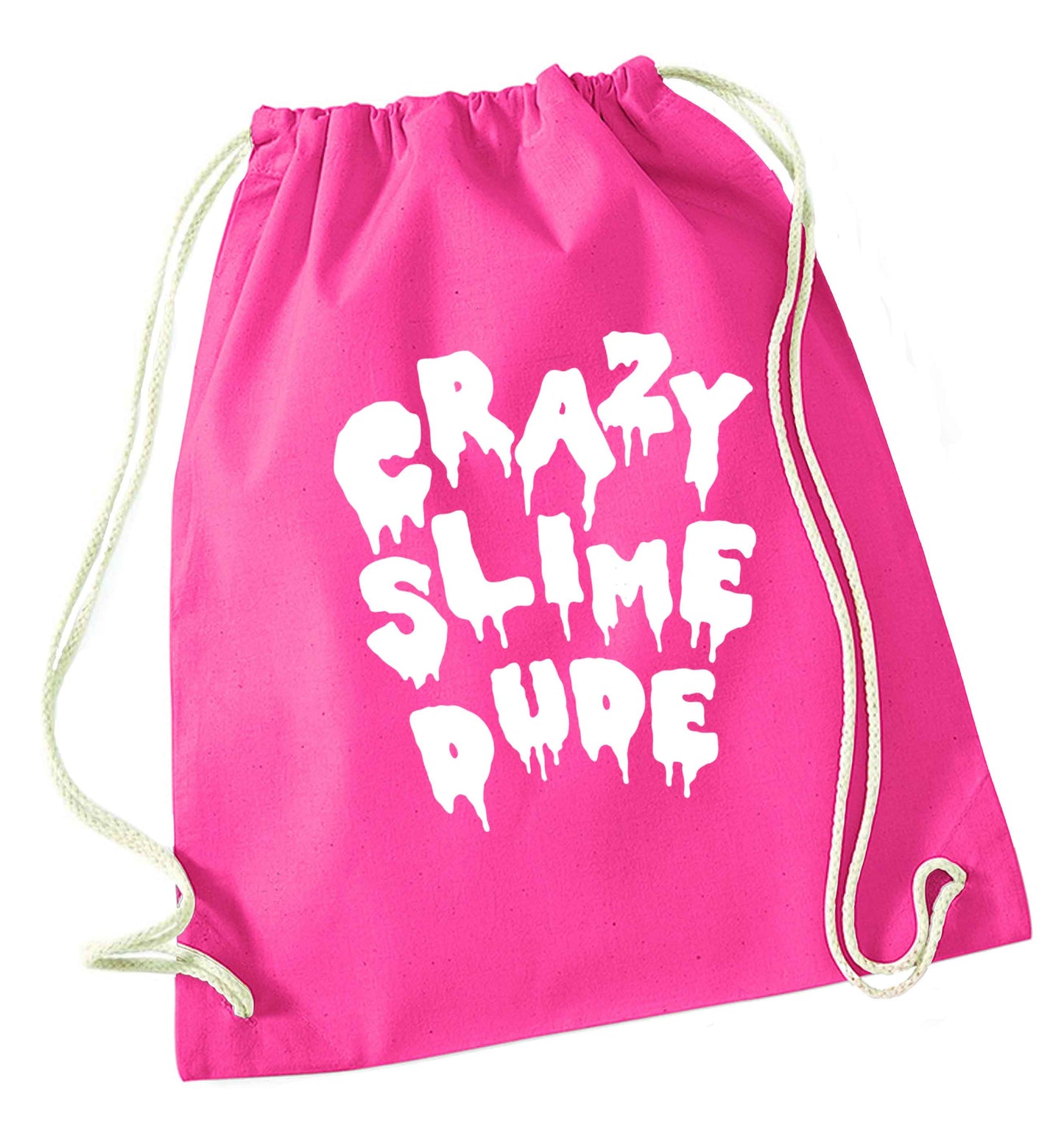 Crazy slime dude pink drawstring bag