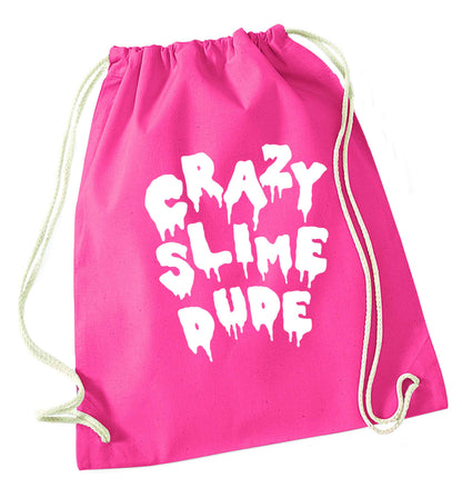 Crazy slime dude pink drawstring bag