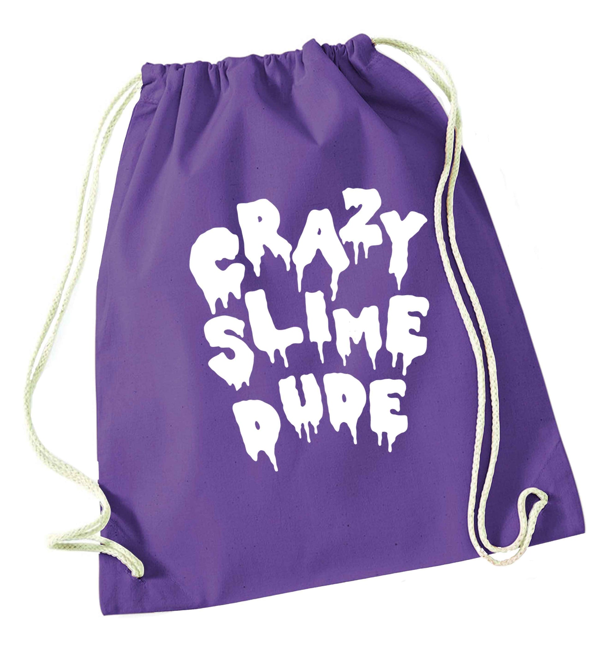 Crazy slime dude purple drawstring bag