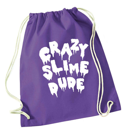 Crazy slime dude purple drawstring bag