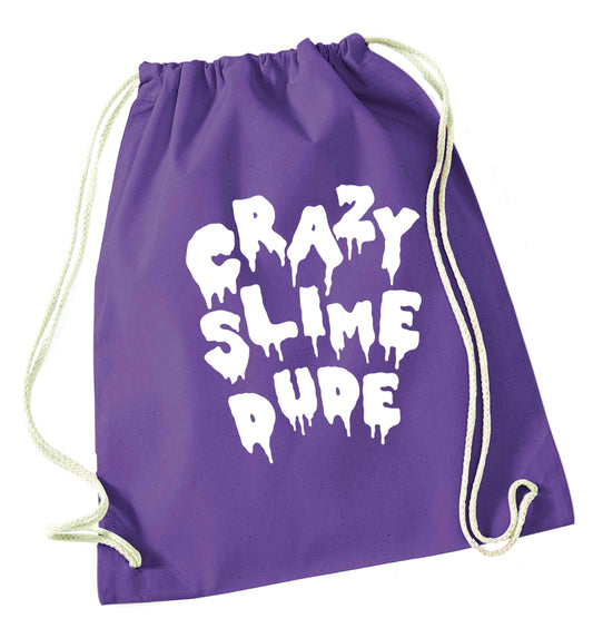 Crazy slime dude purple drawstring bag