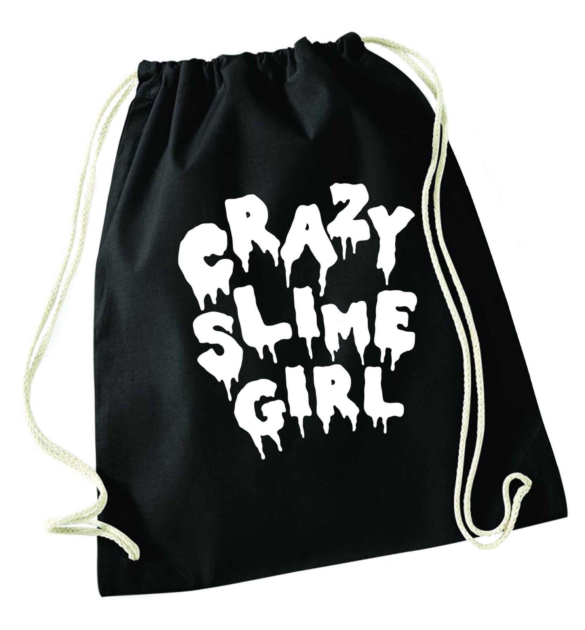 Crazy slime girl black drawstring bag