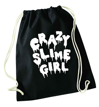 Crazy slime girl black drawstring bag