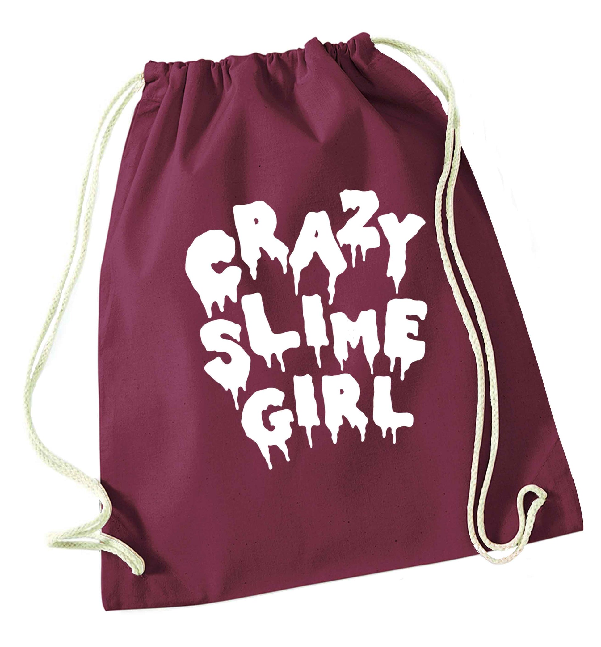 Crazy slime girl maroon drawstring bag