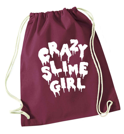 Crazy slime girl maroon drawstring bag