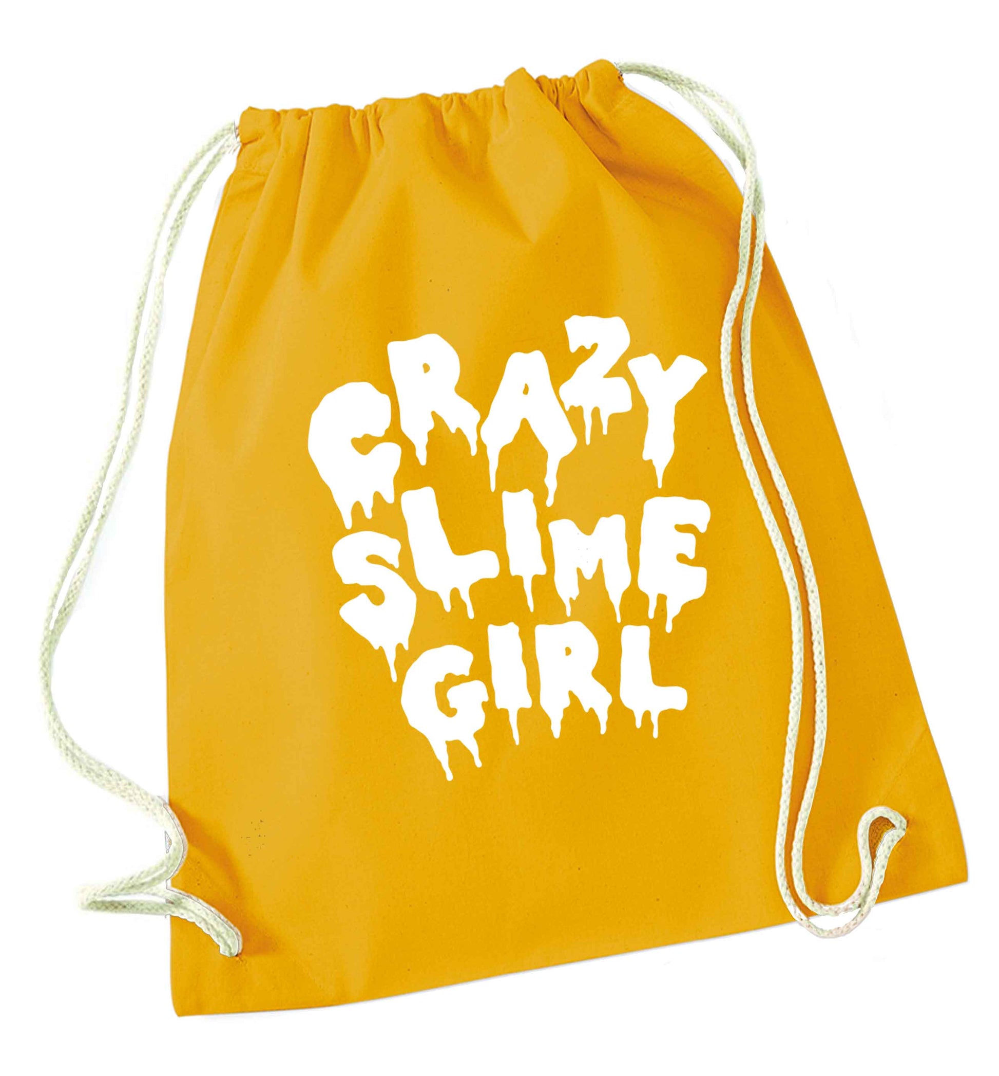 Crazy slime girl mustard drawstring bag